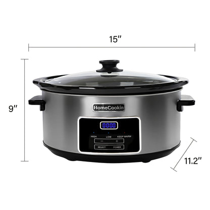 Digital Slow Cooker 6 & 7 Quart Programmable with Non-stick Ceramic Bowl, Countdown Timer & Keep