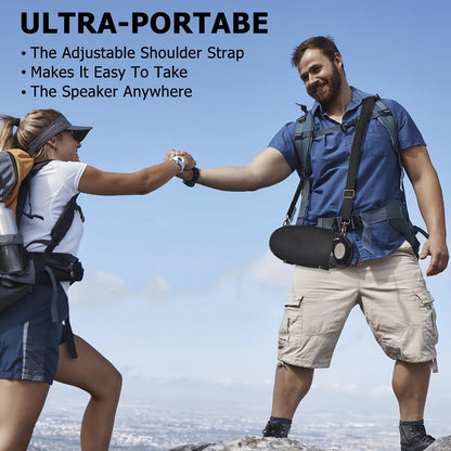 Bluetooth Speaker 10W Portable TWS Model with Bluetooth 5.3, Shoulder Strap and 9-Inch Black Body