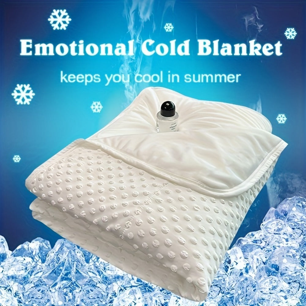 Cooling Blanket for Summer – Breathable Lightweight Throw with Soundwave Embossed Striped Design, 100% Polyester Machine Washable Blanket