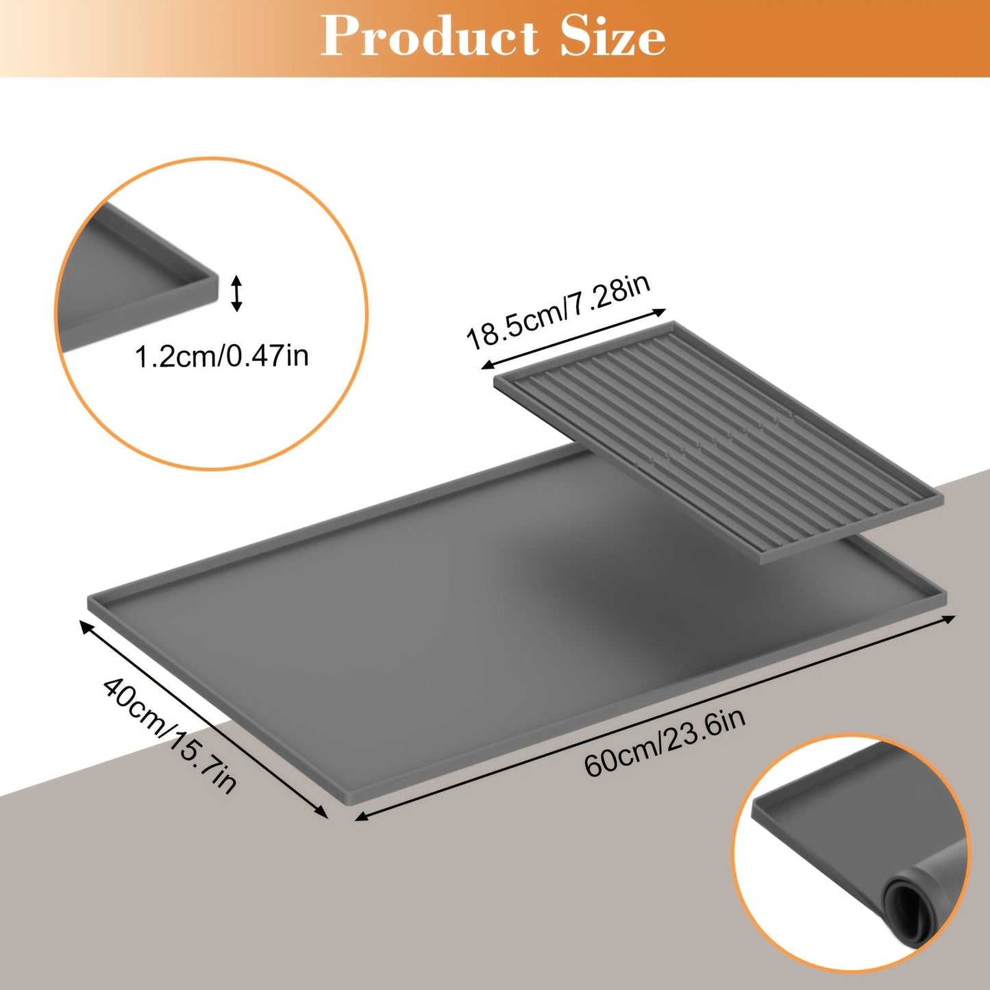 Coffee Bar Mat Silicone with Raised Edges 2-in-1 - Dish Drying Mat for Countertop, Coffee Maker Espresso Machine Mat