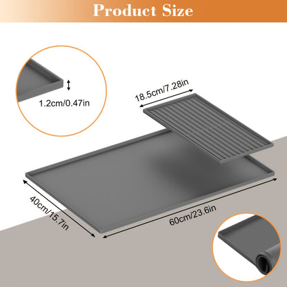 Coffee Bar Mat Silicone with Raised Edges 2-in-1 - Dish Drying Mat for Countertop, Coffee Maker Espresso Machine Mat
