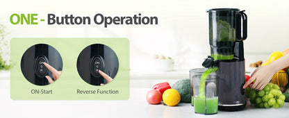 Cold Press Slow Juicer Machine with 5.3-Inch Large Feed Chute - High Juice Yield, Safety Lock, One-Click Cleaning