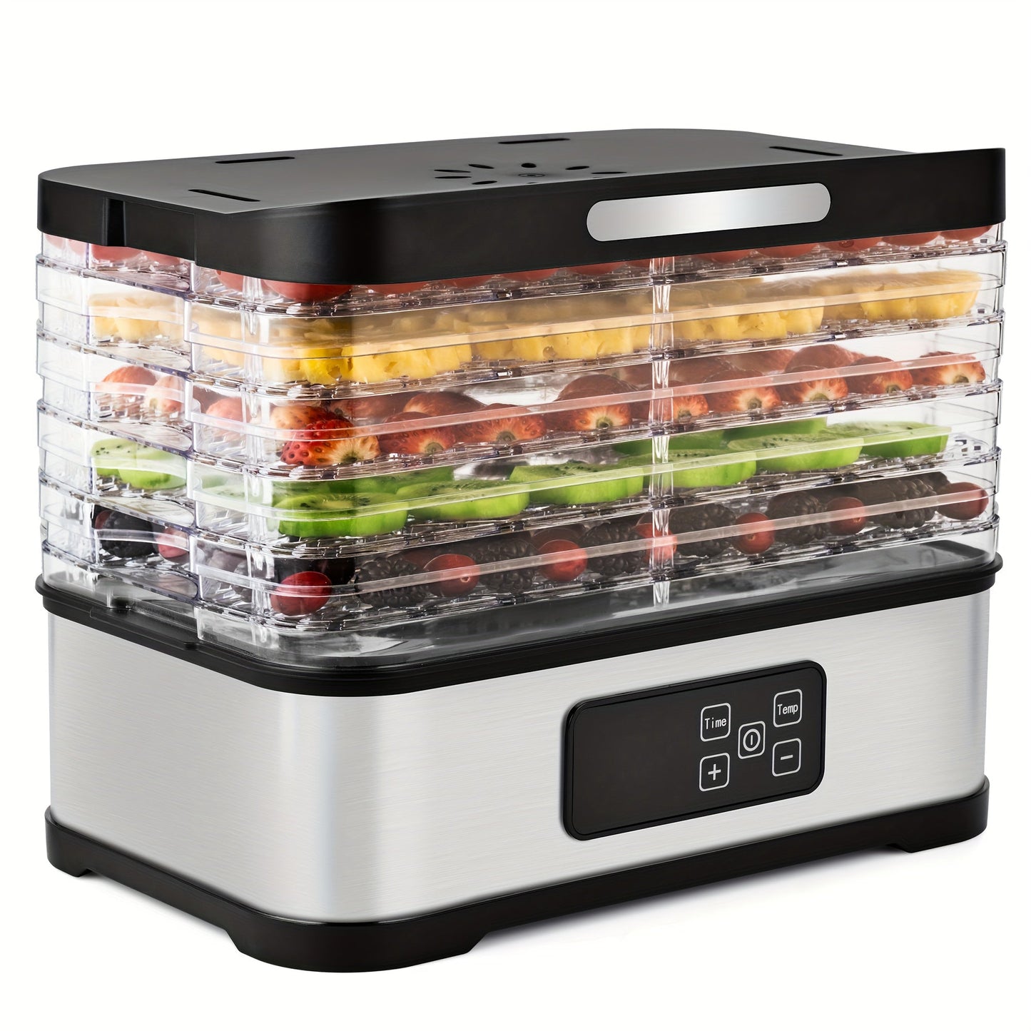 Food Dehydrator Machine 5-Tray BPA-Free Stackable 240W Digital Temperature Control 95-158°F Quiet 33dB Overheat Protection for Jerky Fruit