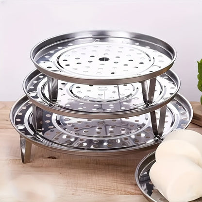 Stainless Steel Steamer Rack Set 3-Piece Multi-Layer Round Steamer Insert with Can Holder, Fits Most Pots for Home Kitchen