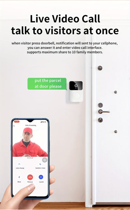 PIR Motion Video Doorbell Camera WiFi HD Night Vision with Two-Way Audio, Cloud & SD Card Storage