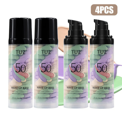 BB Cream Barrier Cream Set 4pcs Tri-Color Light Texture Natural Finish Anti-Smudge Glycerin for Makeup, Travel and Everyday Vanity Use