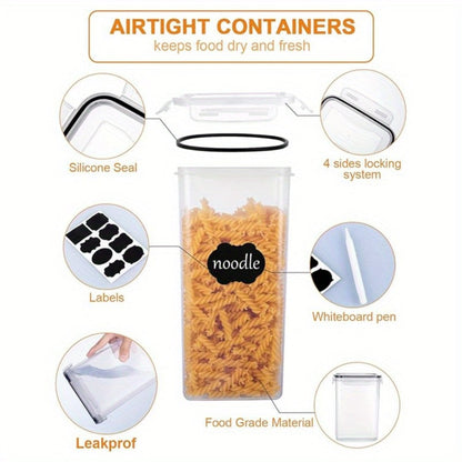 Pantry Jar Food Storage Organizer with Black Flip-Top Lids, Labels and Six Available Set Sizes