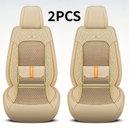 Car Seat Covers 3D Diamond-Embroidered Faux Leather with Two-Front or Five-Seat Set Options