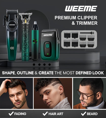 Men's Electric Grooming Kit 4-in-1 – Hair Clipper, Beard Trimmer, Electric Shaver & Nose Hair Trimmer Set, Gradient Design