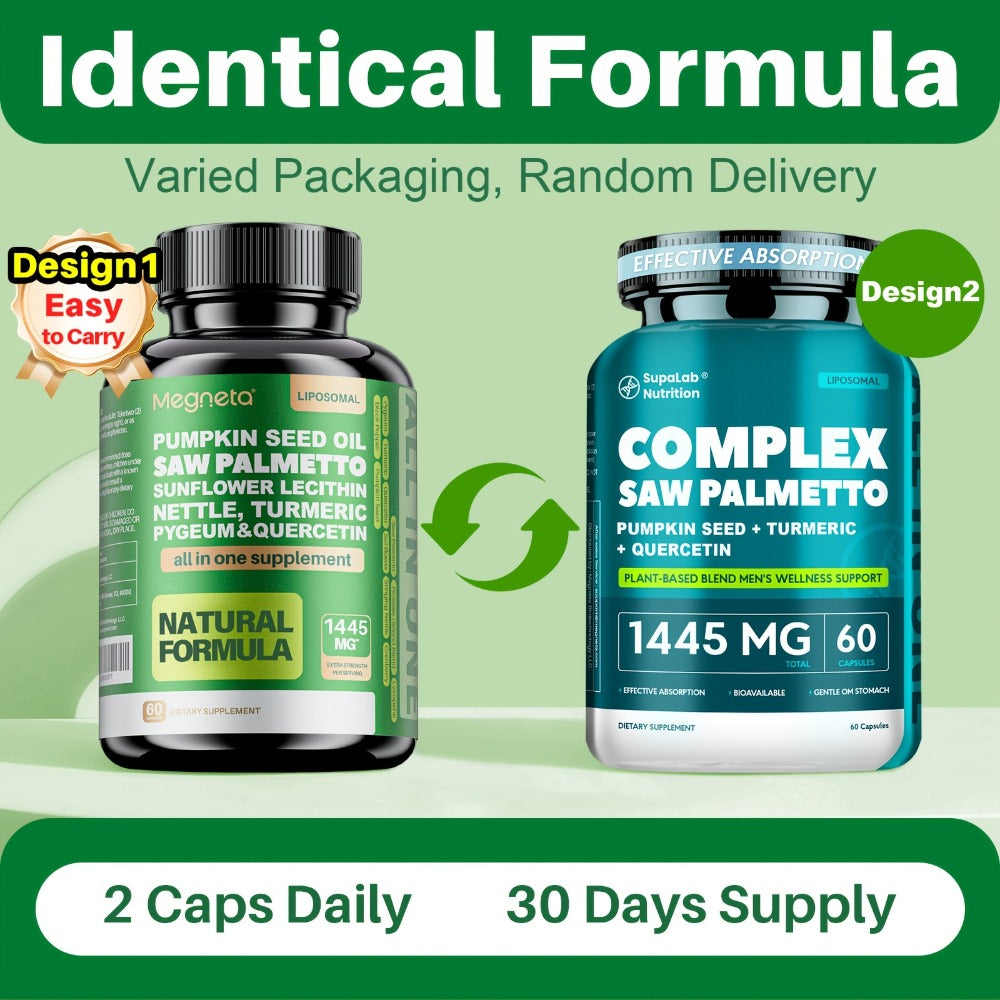 Prostate Support Supplement for Men, Saw Palmetto 33060mg with Pumpkin Seed, Pygeum, Turmeric, Quercetin & Sunflower Lecithin