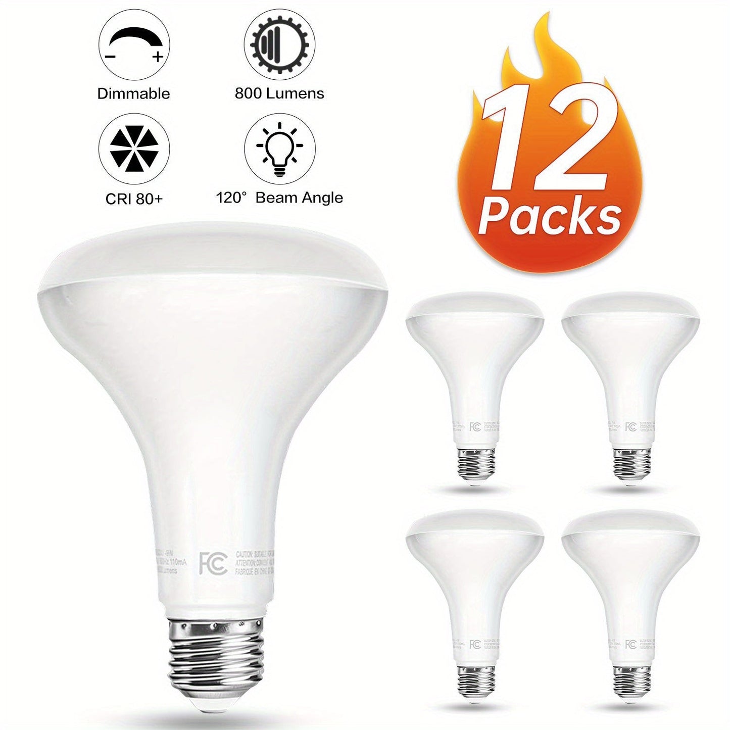 BR30 LED Flood Light Bulbs 12W 800 Lumens 5000K Daylight White Non-Dimmable, for Home, Desk and Accent Lighting