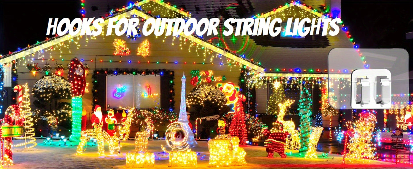 Adhesive Hooks for Outdoor String Lights - No-Damage Clips for Christmas Patio Garden Balcony Decor (40/80/160/250/400pcs)