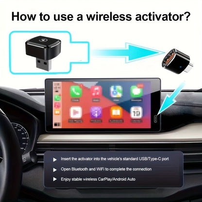 Compact Black M32 USB Adapter for Factory Wired CarPlay and Android Auto Systems with Pictured Connector