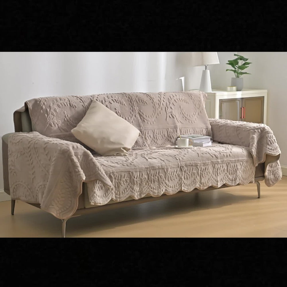 Sofa Cover Quilted Plush-Texture Panels in 35.5-Inch Width for 1 to 4 Seats, Backrest or Armrest