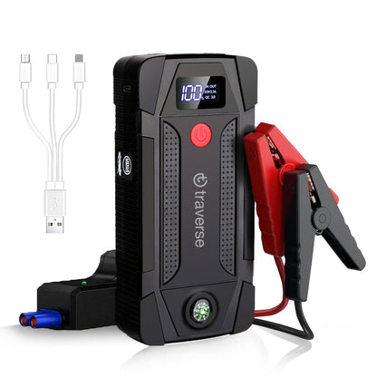 Compact Jump Starter Power Bank with Display, LED Controls, USB Outputs and Single or Two-Pack 1000A-Labeled Options