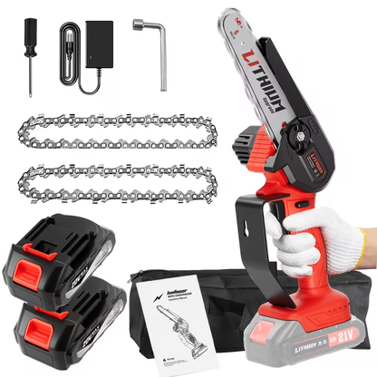 Mini Chainsaw Cordless 4 & 6 Inch Electric - Upgraded Portable Battery Chainsaw with Safety Lock