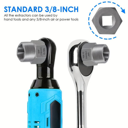Nut Extractor Kit 14pcs, Damaged Bolt & Nut Remover Set with 13 Stripped Nut Extractors & 1 Hex Socket Adapter