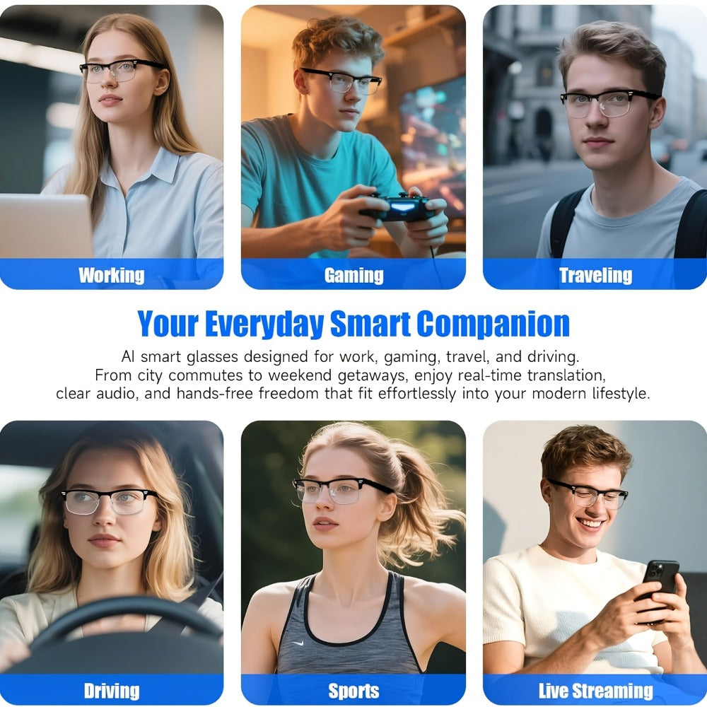 Smart Glasses Photochromic Audio Eyewear with Open-Ear Speaker, Microphone and Metal or Plastic Frames