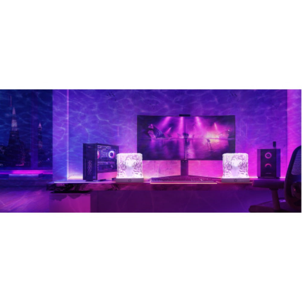 Compact Cube Projection Night Light with Textured Top, Touch Button, Remote and USB Charging