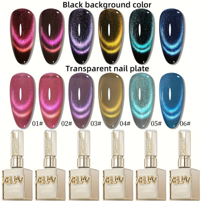 Dopamine Cat Eye Gel Polish Set with Six Magnetic Colors and Photo Frame Bottles for UV LED Nail Art