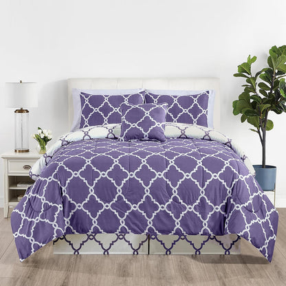5-Piece Comforter Set, Down Alternative Reversible Quilted Bedding with Bed Skirt & Pillow Shams