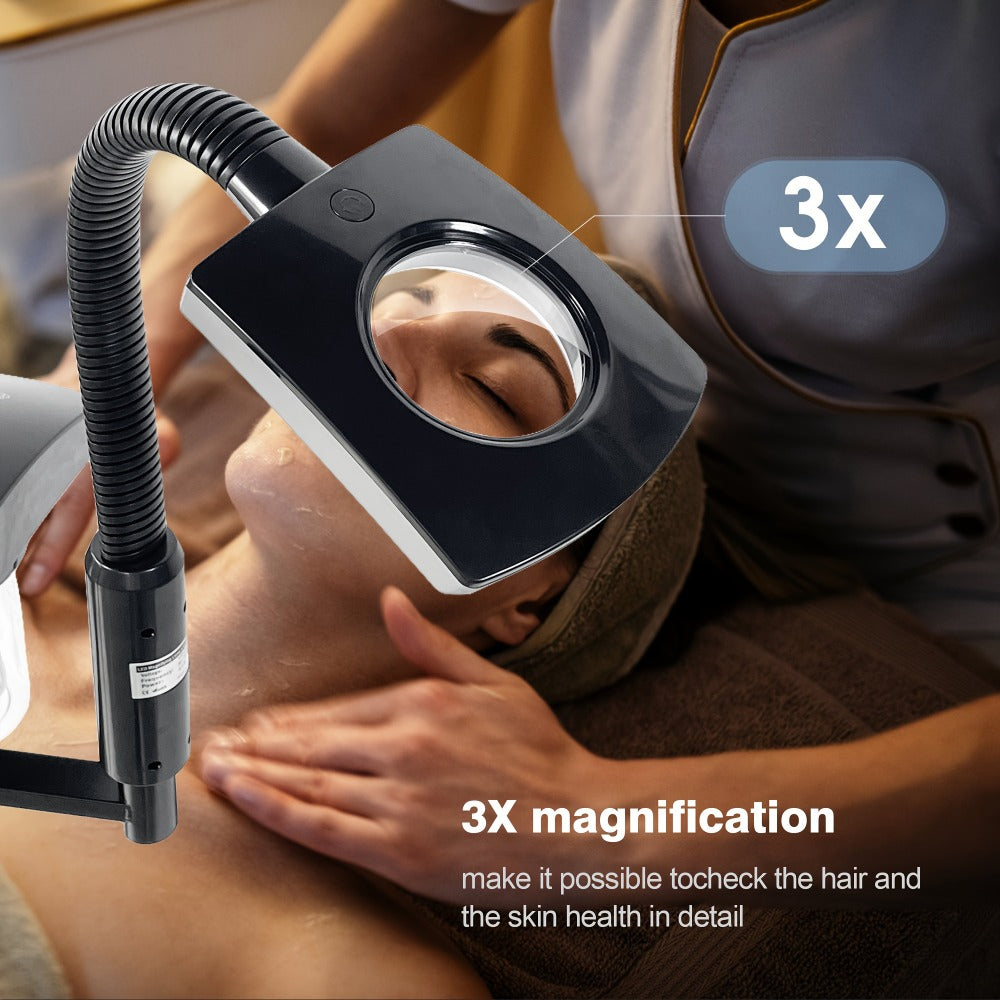 Facial Steamer with Ozone & 3X Magnifying Lamp, 2-in-1 Professional Wheeled Spa Steamer, Timer Preset