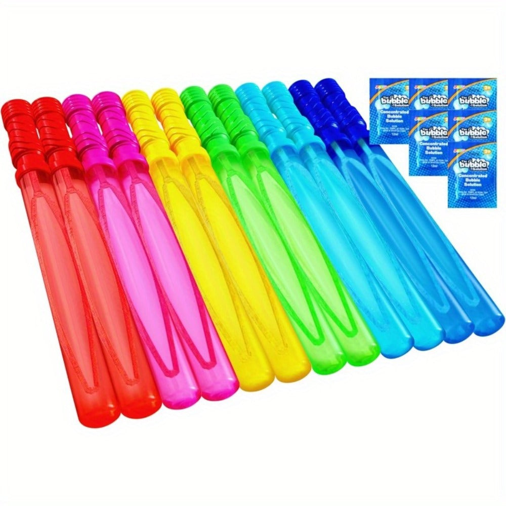 Big Bubble Wands Bulk with Refill Solution, 14.6 Inch Giant Bubble Maker 12 or 36 Pack for Kids