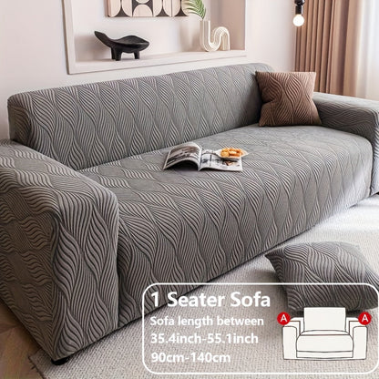 Sofa Cover Polar Fleece Modern Jacquard Elastic Slipcover with Elastic Fit for 1 to 4-Seater Sofas