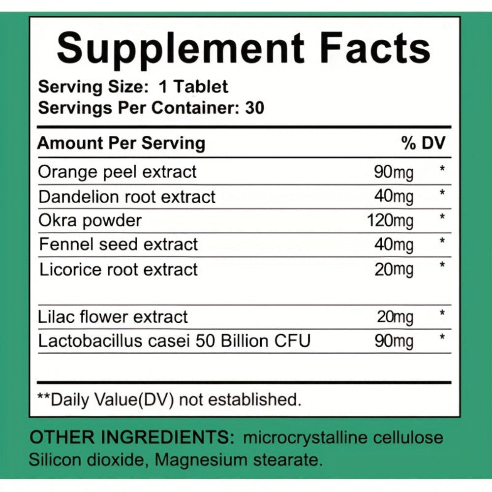 Gut Health Supplement Tablets with Licorice Root & Dandelion Root, High Fiber Herbal Formula for Digestive Wellness