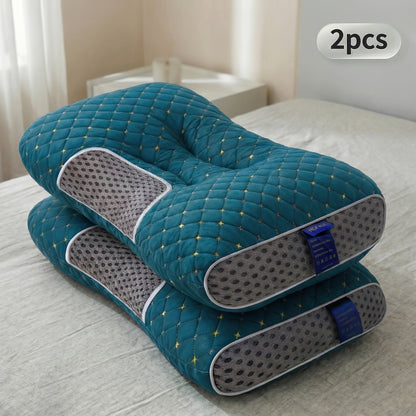 Two-Pillow Contoured Neck Pillow Set in Five Color Options with 74 x 47 cm Pictured Size for Home Use
