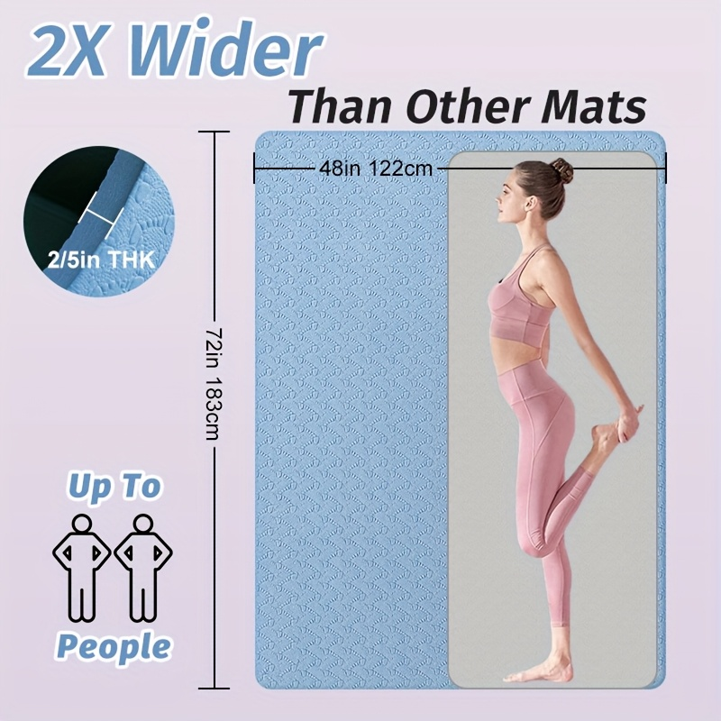 Extra Large TPE Yoga Mat 6’×4’ – 10mm Extra Thick Non-Slip Exercise Mat with Alignment Lines, Double-Sided Grip