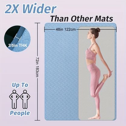 Extra Large TPE Yoga Mat 6’×4’ – 10mm Extra Thick Non-Slip Exercise Mat with Alignment Lines, Double-Sided Grip