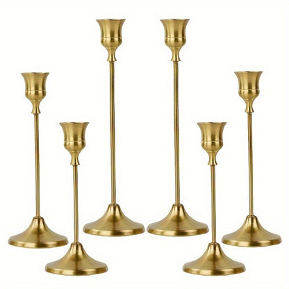 Metal Bell Candlestick Holders Set, Vintage Copper & Black Taper Candle Holders for Wedding Centerpieces