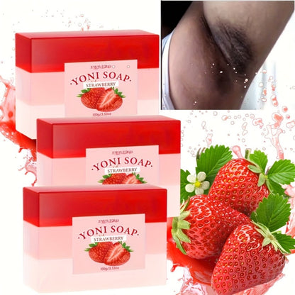 Strawberry Intimate Soap for Women 100g pH Balancing Feminine Wash Bar Gentle Cleansing Fresh for Bath Time, Home Spa and Personal Care