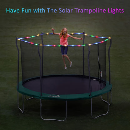 Solar Trampoline Lights for Kids – IP65 Waterproof LED Trampoline Accessories, 8 Dynamic Modes, Solar Powered Outdoor Light for 8-16ft