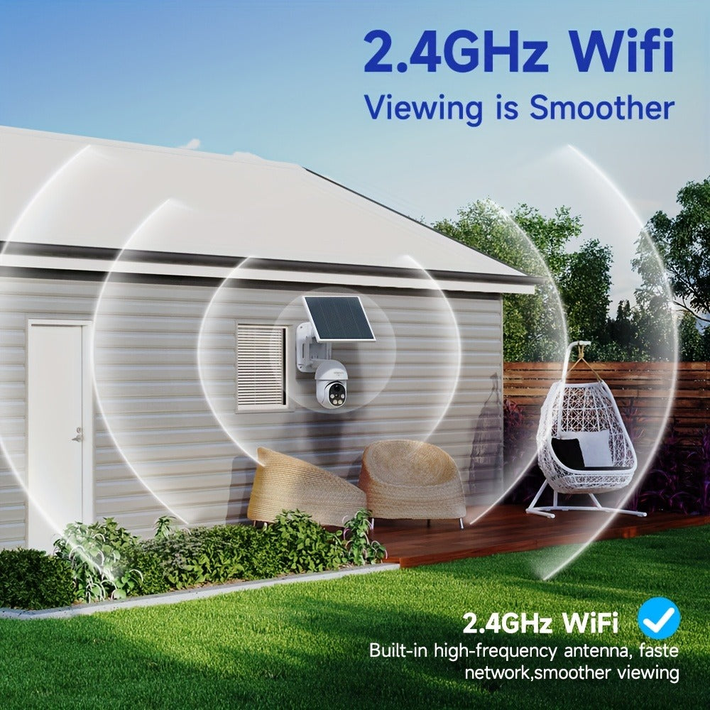 Solar Pan-Tilt Security Camera with 4G or 2.4GHz WiFi Options, 355° Pan, 90° Tilt and Two-Way Audio