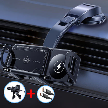 Car Wireless Charger Mount for Samsung Galaxy Z Fold 15W Auto-Clamping Fast Charging Holder, 360° Rotating Ball Joint