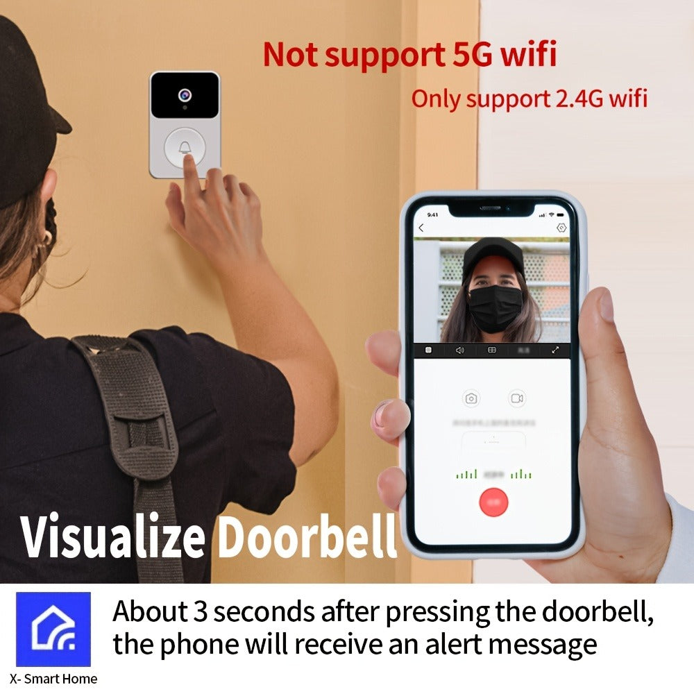 PIR Motion Video Doorbell Camera WiFi HD Night Vision with Two-Way Audio, Cloud & SD Card Storage