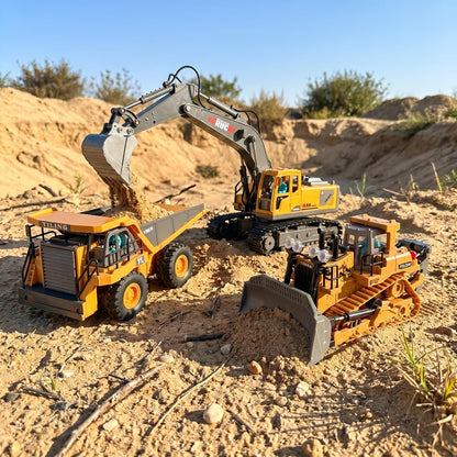 RC Bulldozer 1:24 Scale Alloy with 680° Rotation & Working Arm, 2.4GHz Remote Control Construction Vehicle for Kids