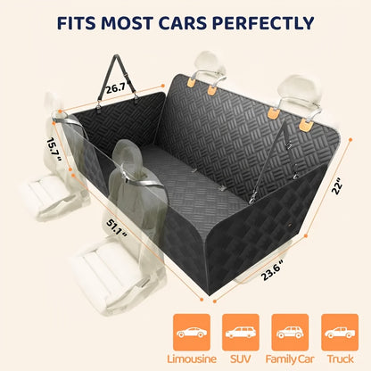 Dog Back Seat Extender with Hard Bottom – Heavy Duty Car Seat Cover for Dogs Supports 400 lbs, Waterproof Backseat Hammock Bed for SUVs
