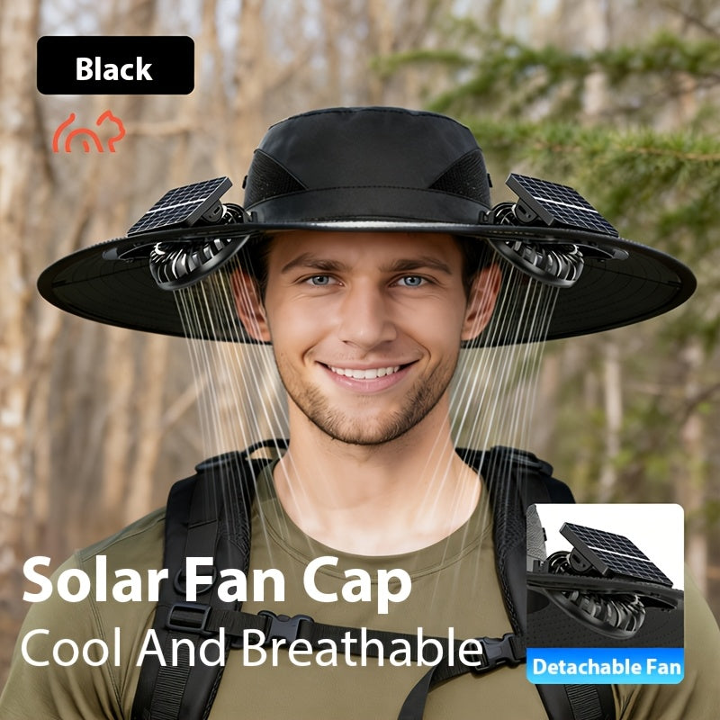 Solar Powered Dual Fan Sun Hat with USB Charging – Adjustable Strap, Breathable Mesh Design, High Airflow, Long Battery Life