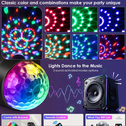 Party Lights Disco Ball Strobe Light Remote Control DJ Lighting Music Sync Rotating Effect for Entryways, Bedrooms and Living Spaces