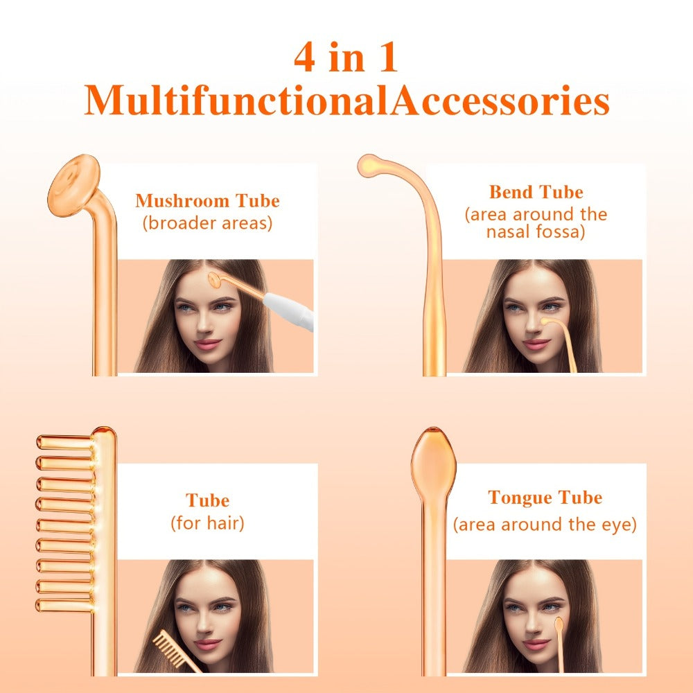 Facial Massager Stick 4-in-1 Vibration Beauty Wand Portable Multi-Function Face Lifting Tightening Skin Care for Home or Salon Spa Use