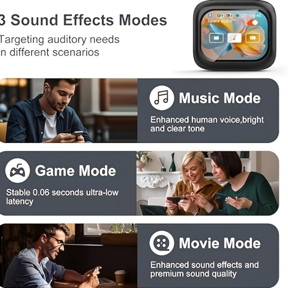 Wireless Earbuds Bluetooth 5.4 with ANC and ENC, LED Touchscreen Case and Black or White Options