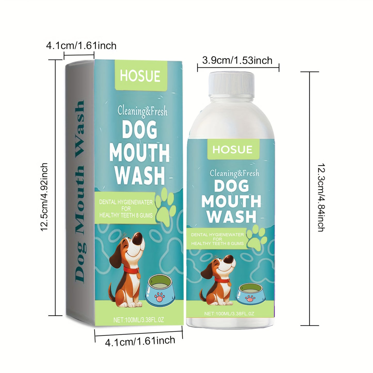 Dog Mouthwash for Fresh Breath with Peppermint Extract – Natural Dental Health Oral Care Liquid, Easy-to-Use Water Additive for Dogs