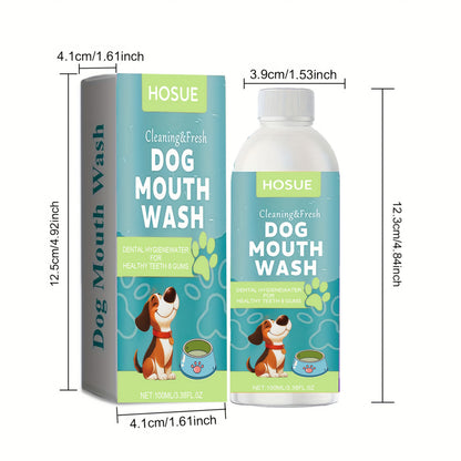 Dog Mouthwash for Fresh Breath with Peppermint Extract – Natural Dental Health Oral Care Liquid, Easy-to-Use Water Additive for Dogs
