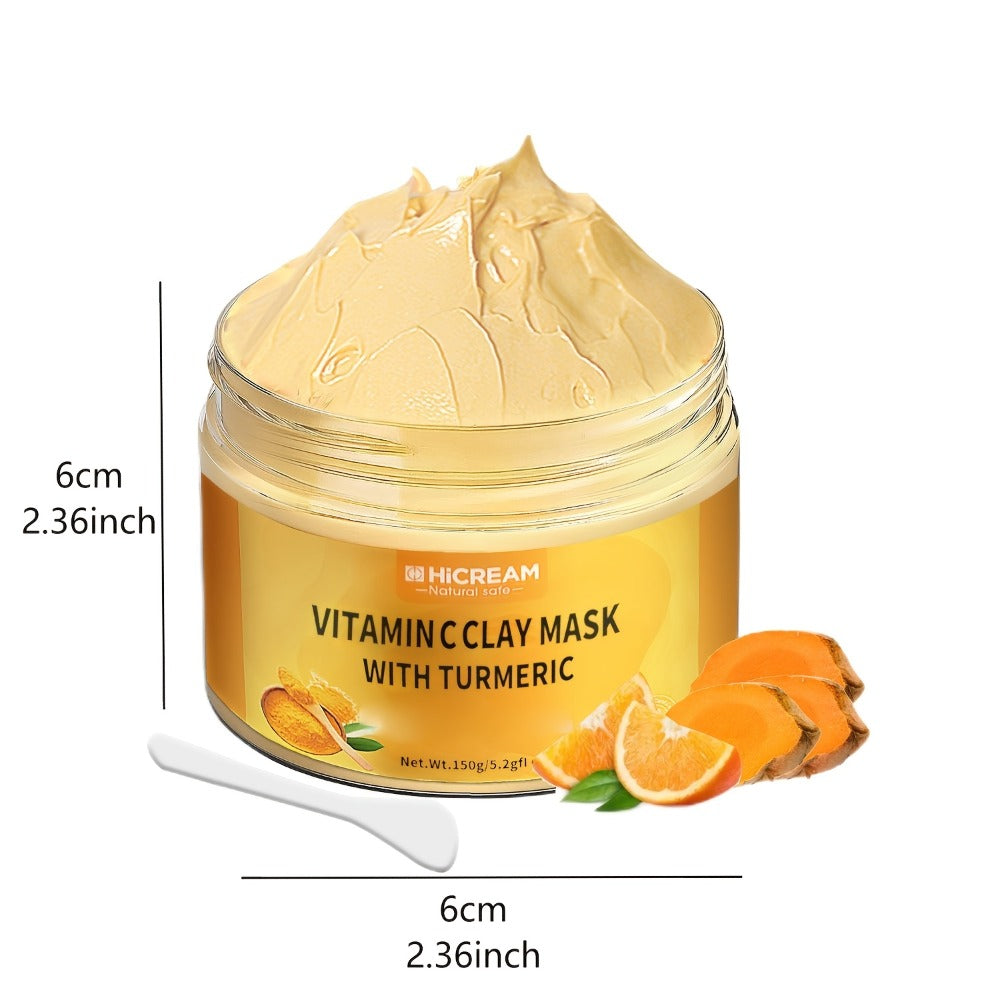 Vitamin C & Turmeric Clay Face Mask 5.29oz / 150g for Bath Time, Home Spa and Personal Care