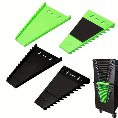 Magnetic Wrench Organizer Rack 4-Pack Tool Tray for SAE 1/4"-1-1/16" and Metric 6mm-24mm Wrenches PE Magnetic Backing for Toolbox Cabinet