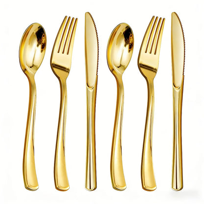 Disposable Plastic Cutlery Set 60pcs Gold & Silver for Entryways, Bedrooms and Living Spaces