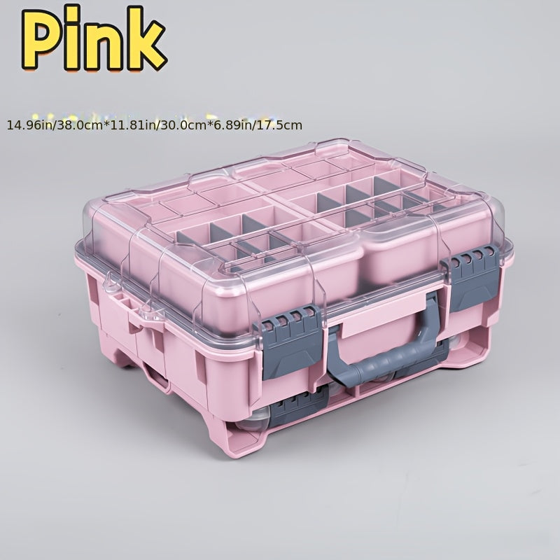 Fishing Tackle Box with Adjustable Dividers & Handle – Multi-Layer Large Capacity Portable Lure Storage Organizer for Hooks